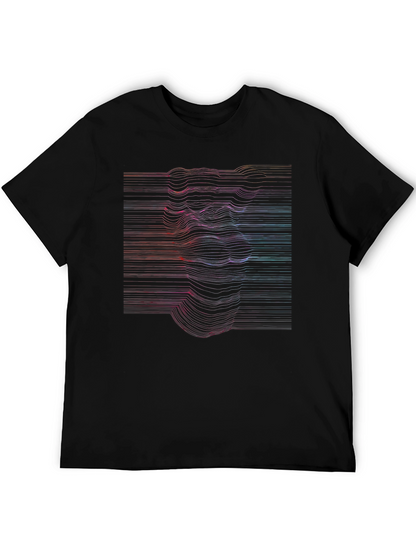 Abstract Line Art Face Graphic T-Shirt