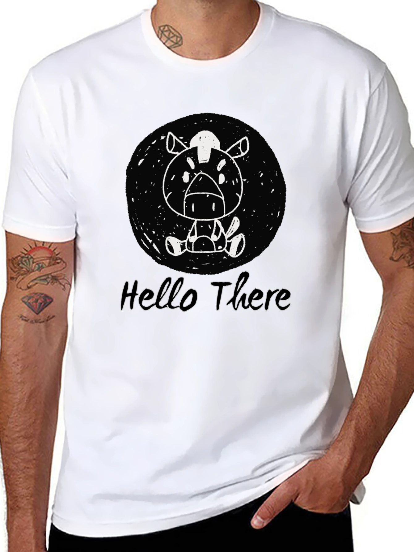 Cartoon Horse Black T-Shirt - Hello There Design