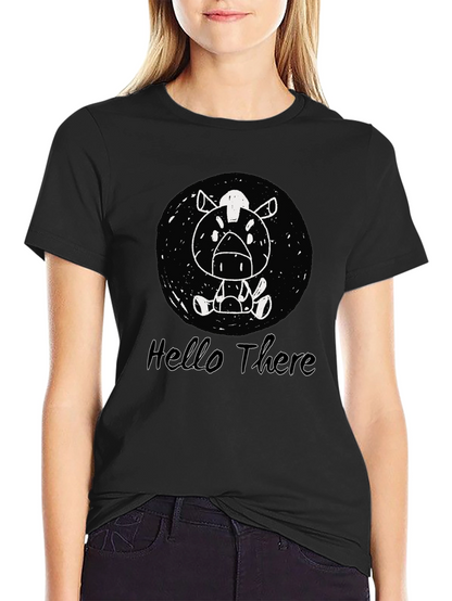 Cartoon Horse Black T-Shirt - Hello There Design