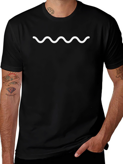 Black Tee with White Wave Graphic