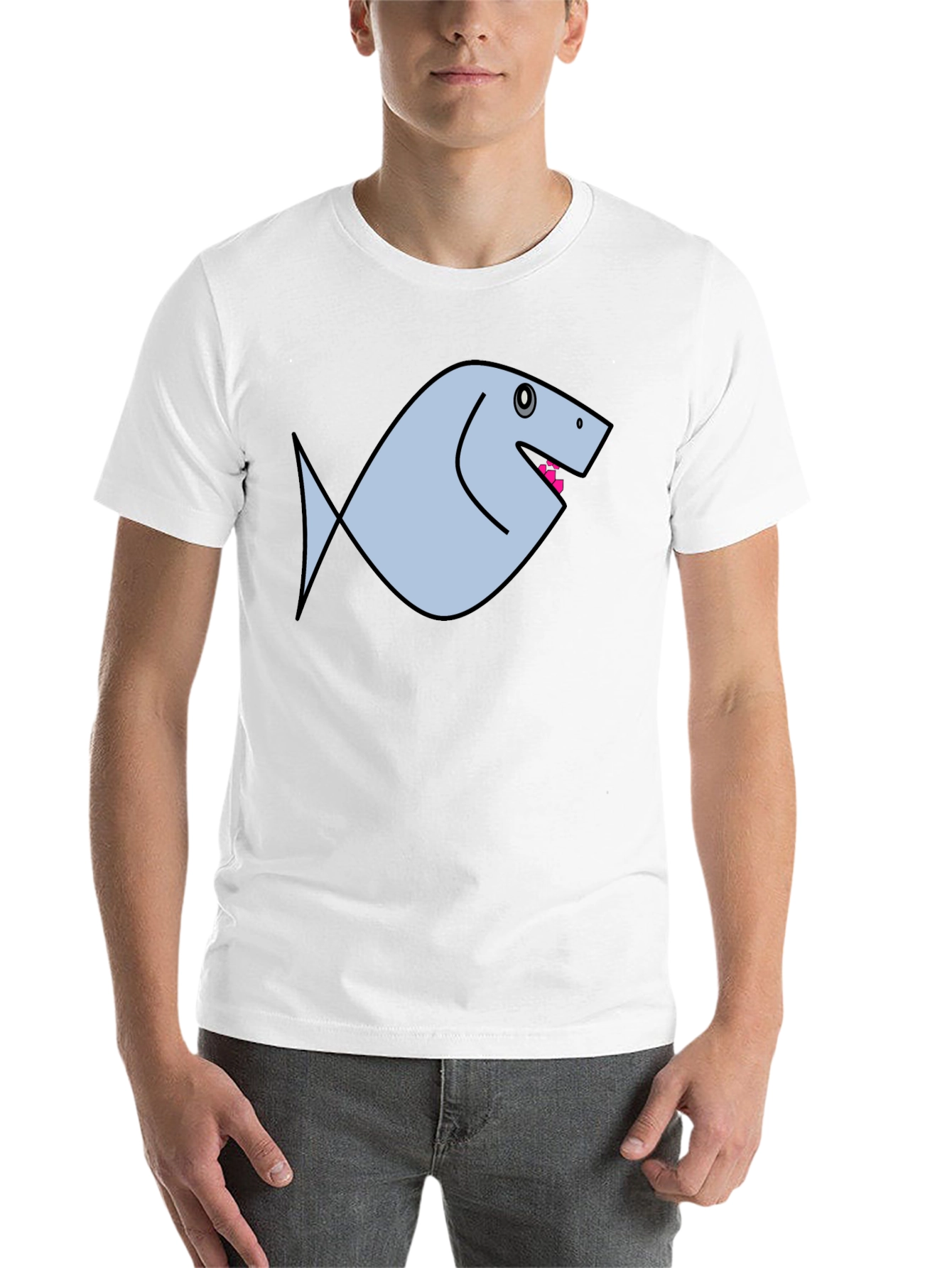 Funny Fish Graphic Black T-Shirt