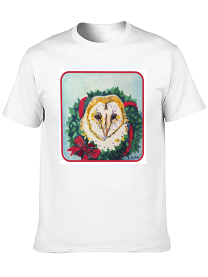 Festive Owl Wreath T-Shirt - Holiday Apparel