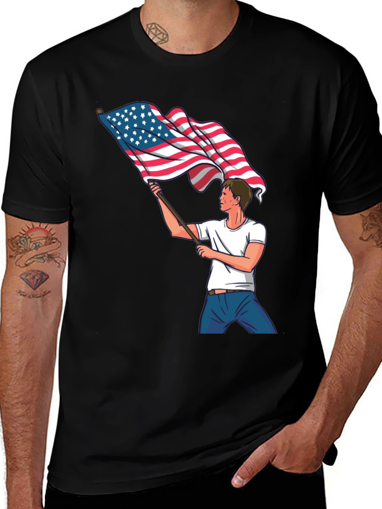 American Flag Waving T-Shirt