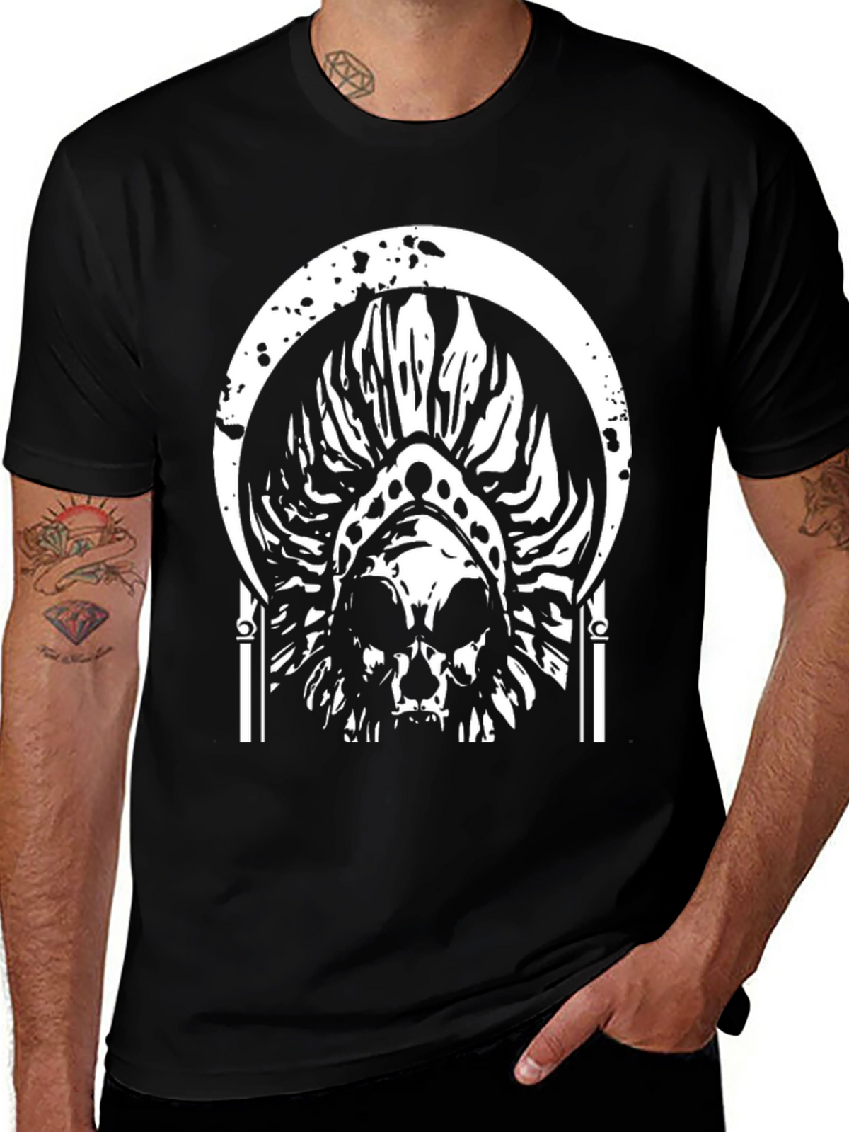 Skull Graphic Tee - Black Cotton T-Shirt