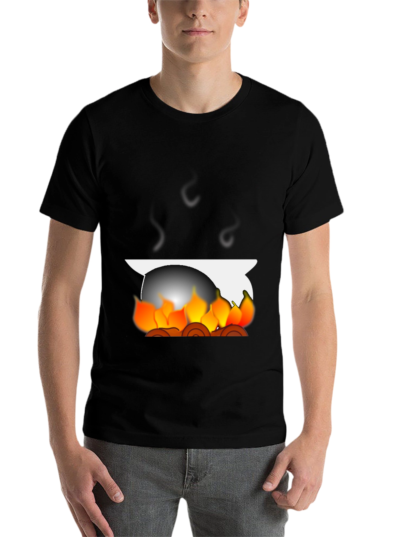 Fiery Campfire Graphic Tee - Black Cotton Blend