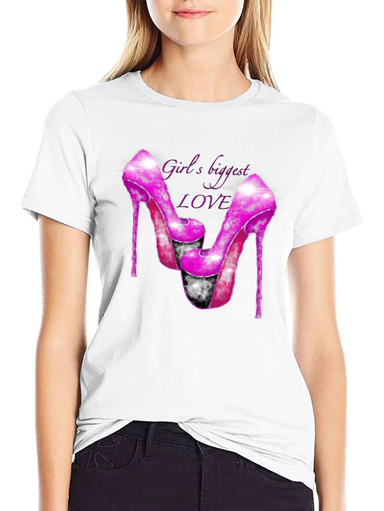 Girls Biggest Love Heels Graphic T-Shirt