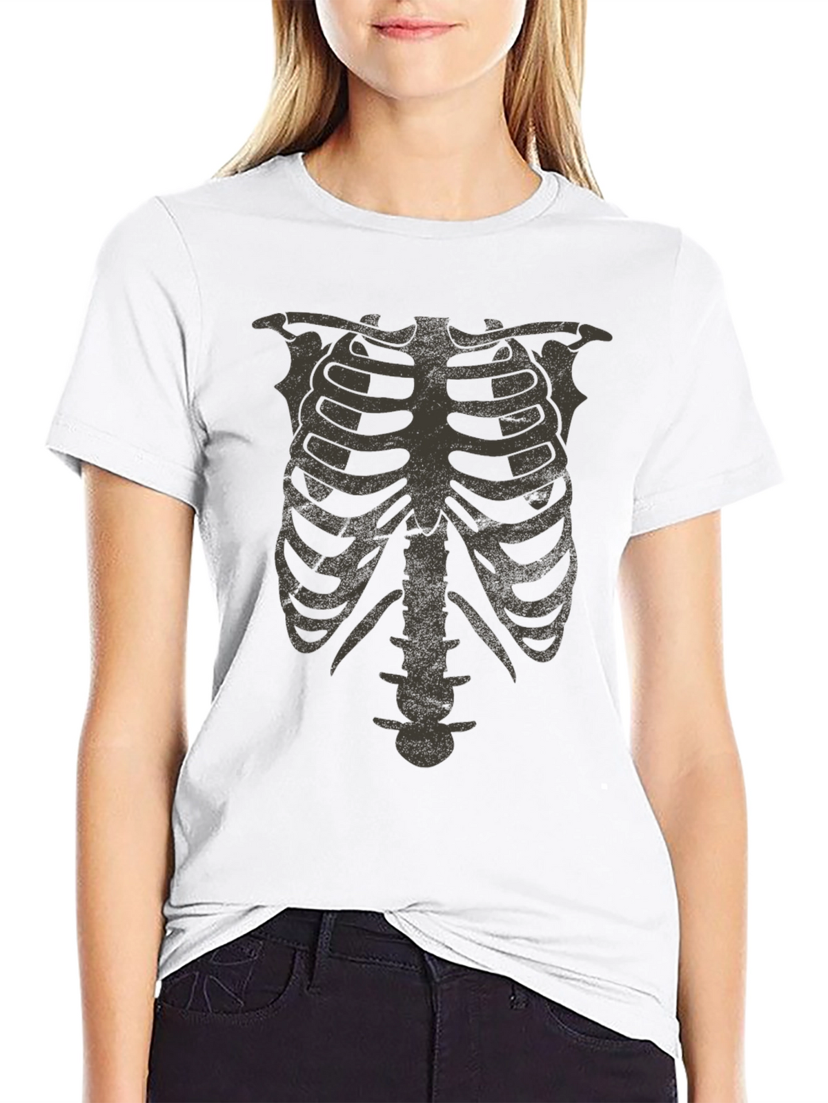 Skeleton Rib Cage Graphic Tee - Halloween Costume Shirt