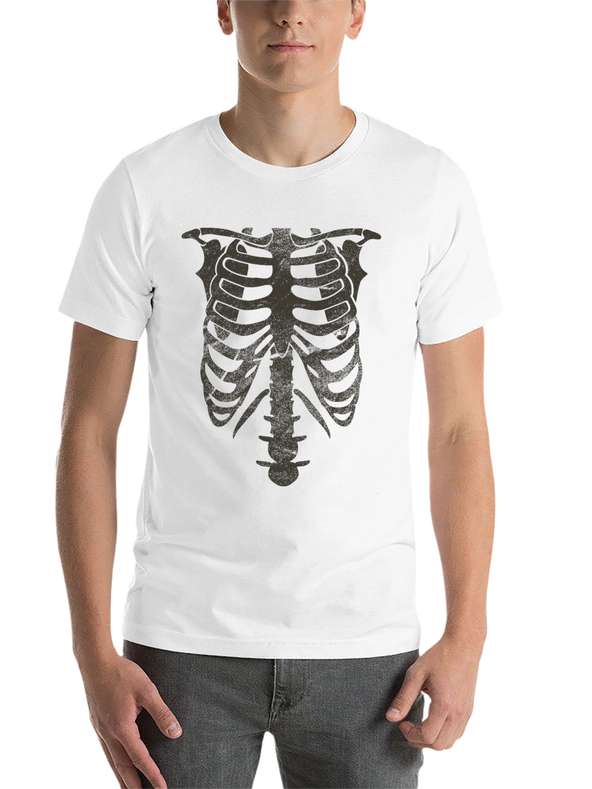 Skeleton Rib Cage Graphic Tee - Halloween Costume Shirt