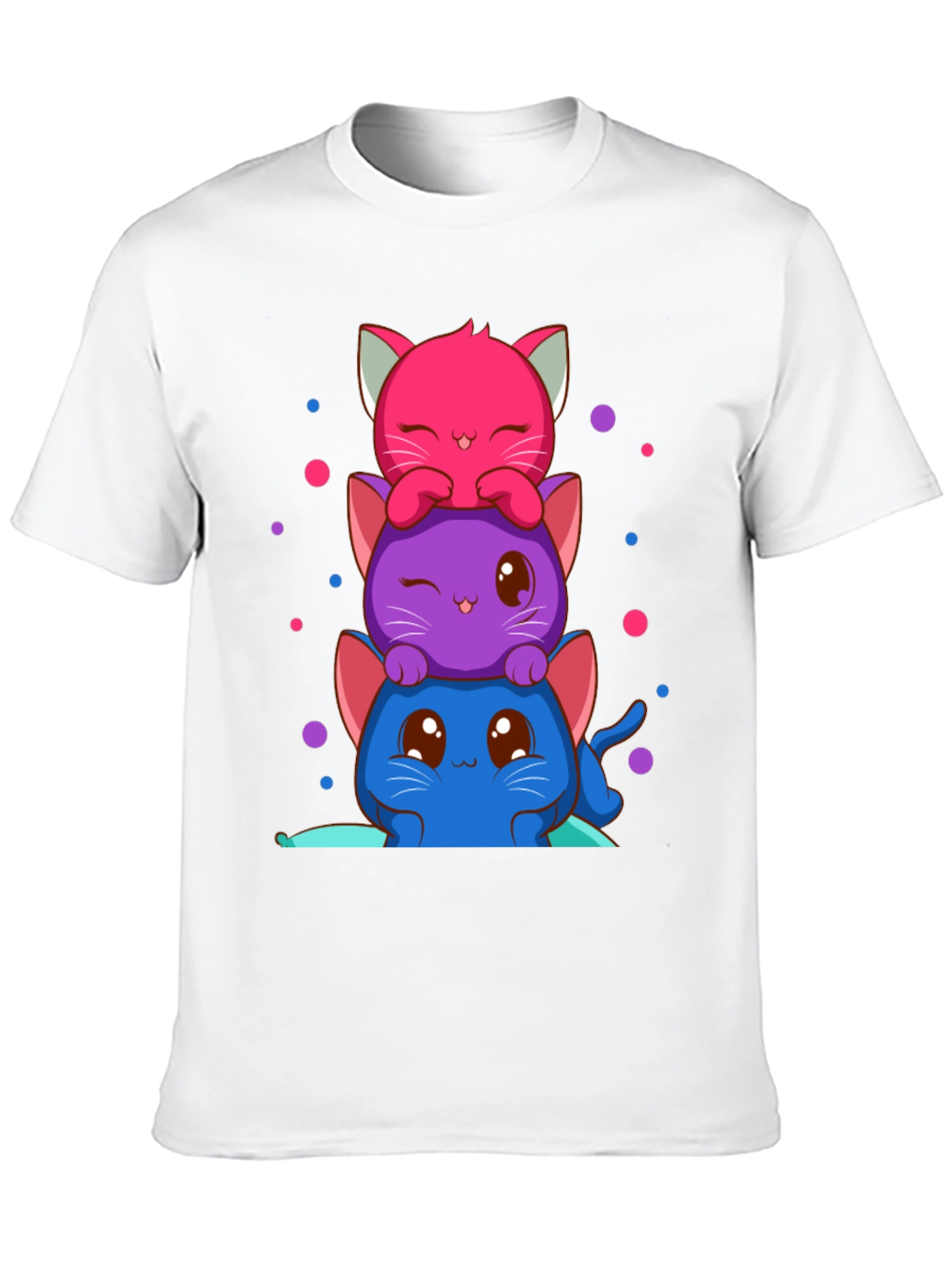 Cute Stacked Kawaii Cats Graphic Tee