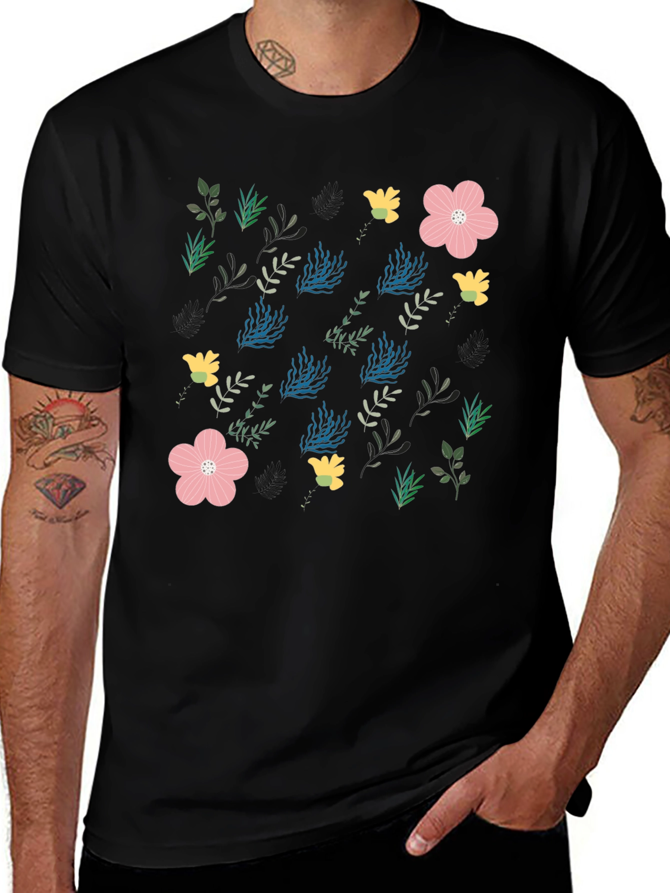 Floral Print Crew Neck Tee