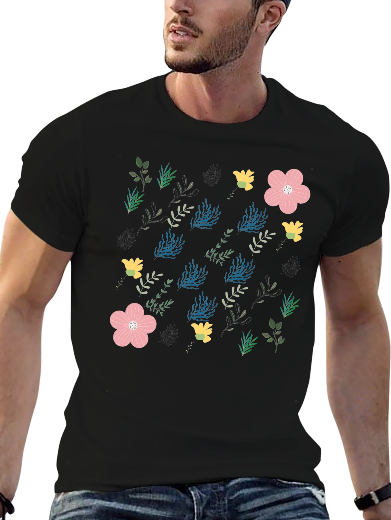 Floral Print Crew Neck Tee