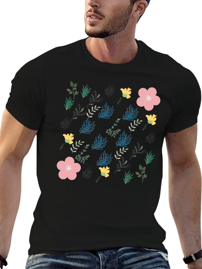 Floral Print Crew Neck Tee