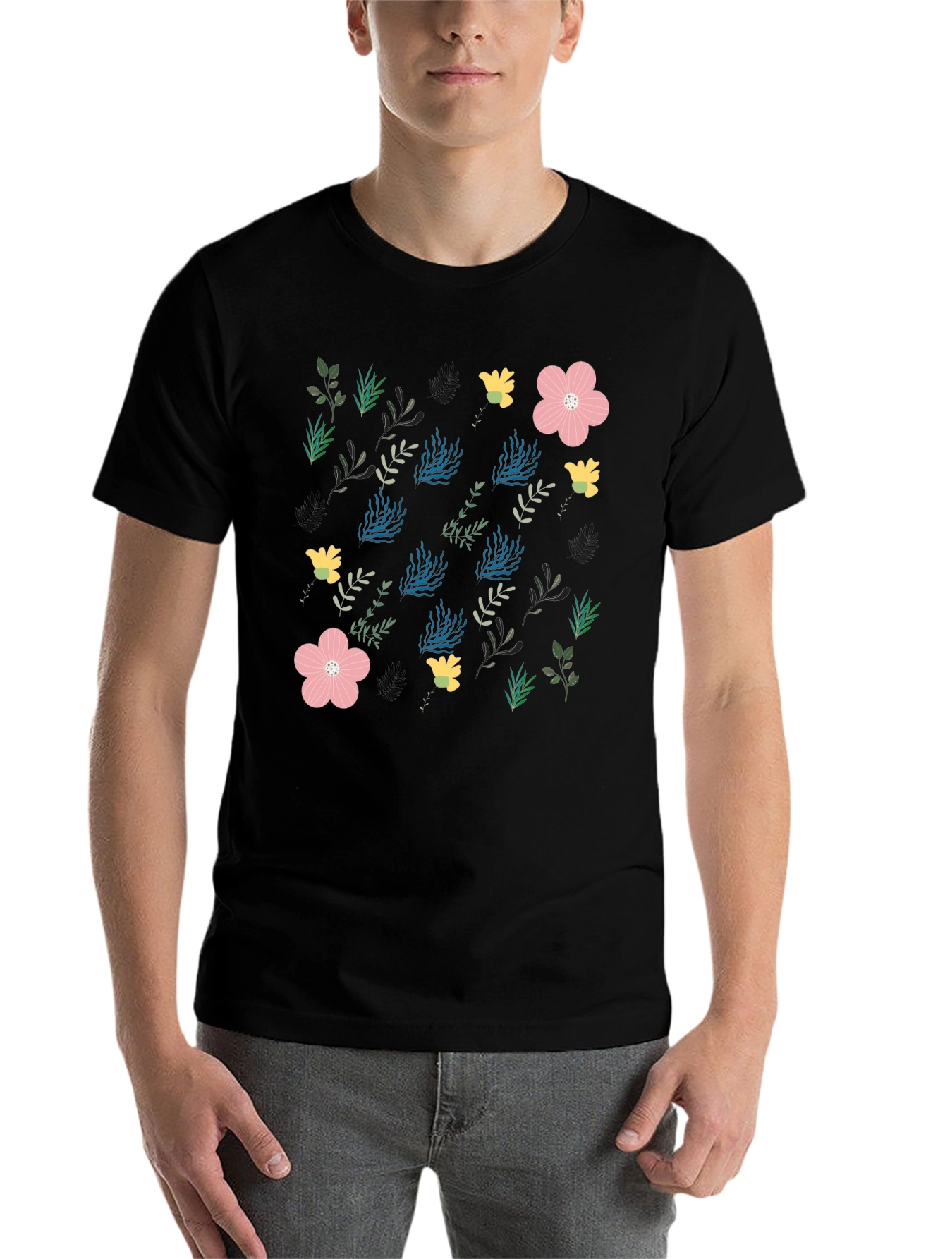 Floral Print Crew Neck Tee