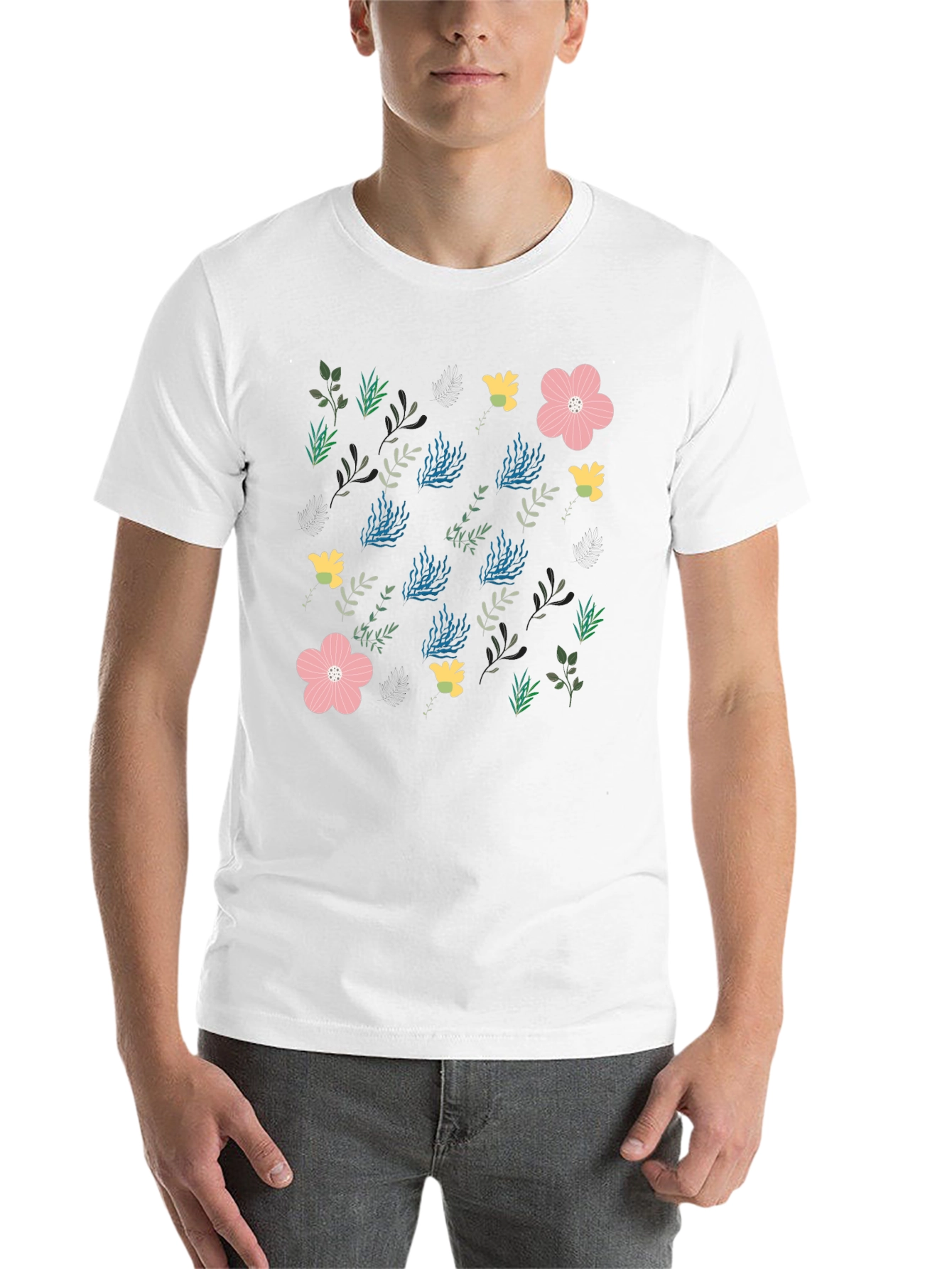 Floral Print Crew Neck Tee