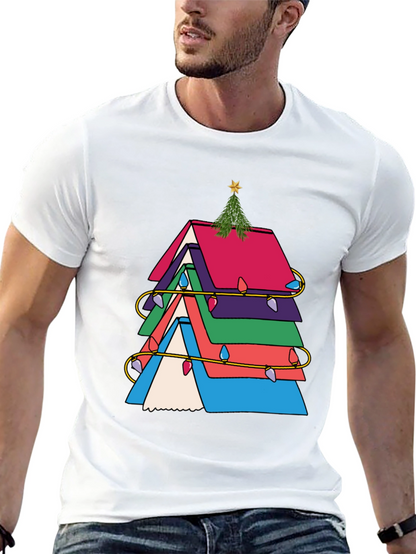 Festive Book Stack Christmas Tree T-Shirt