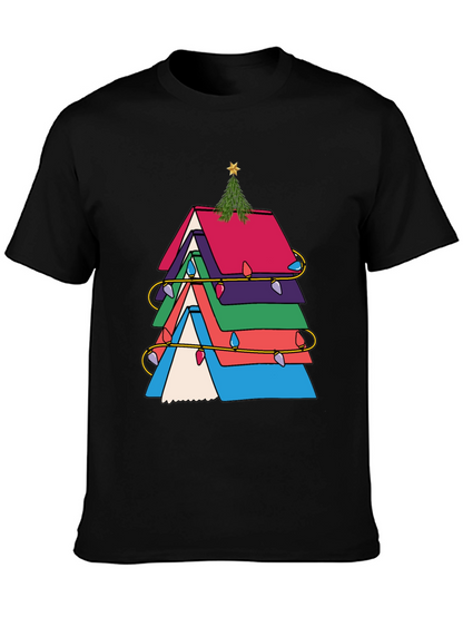 Festive Book Stack Christmas Tree T-Shirt