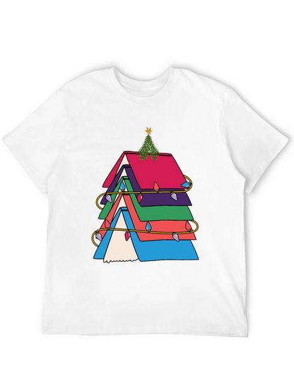 Festive Book Stack Christmas Tree T-Shirt