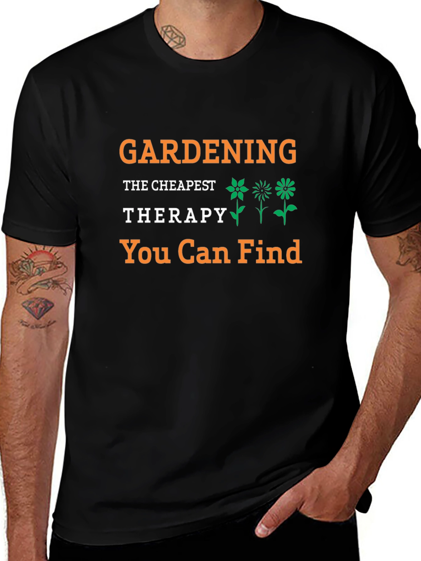 Gardening Therapy T-Shirt - Black Tee