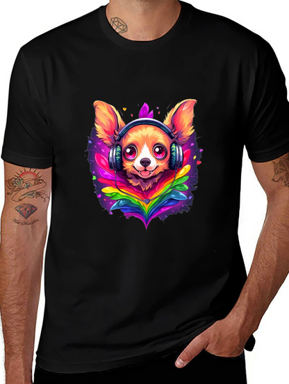 Dog DJ Tee: Cute Chihuahua with Headphones T-Shirt