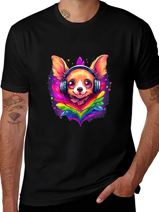 Dog DJ Tee: Cute Chihuahua with Headphones T-Shirt