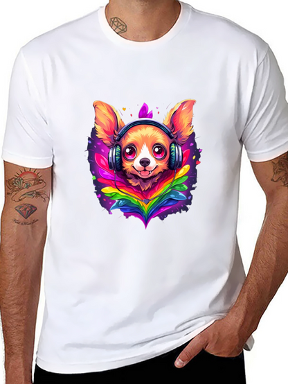 Dog DJ Tee: Cute Chihuahua with Headphones T-Shirt