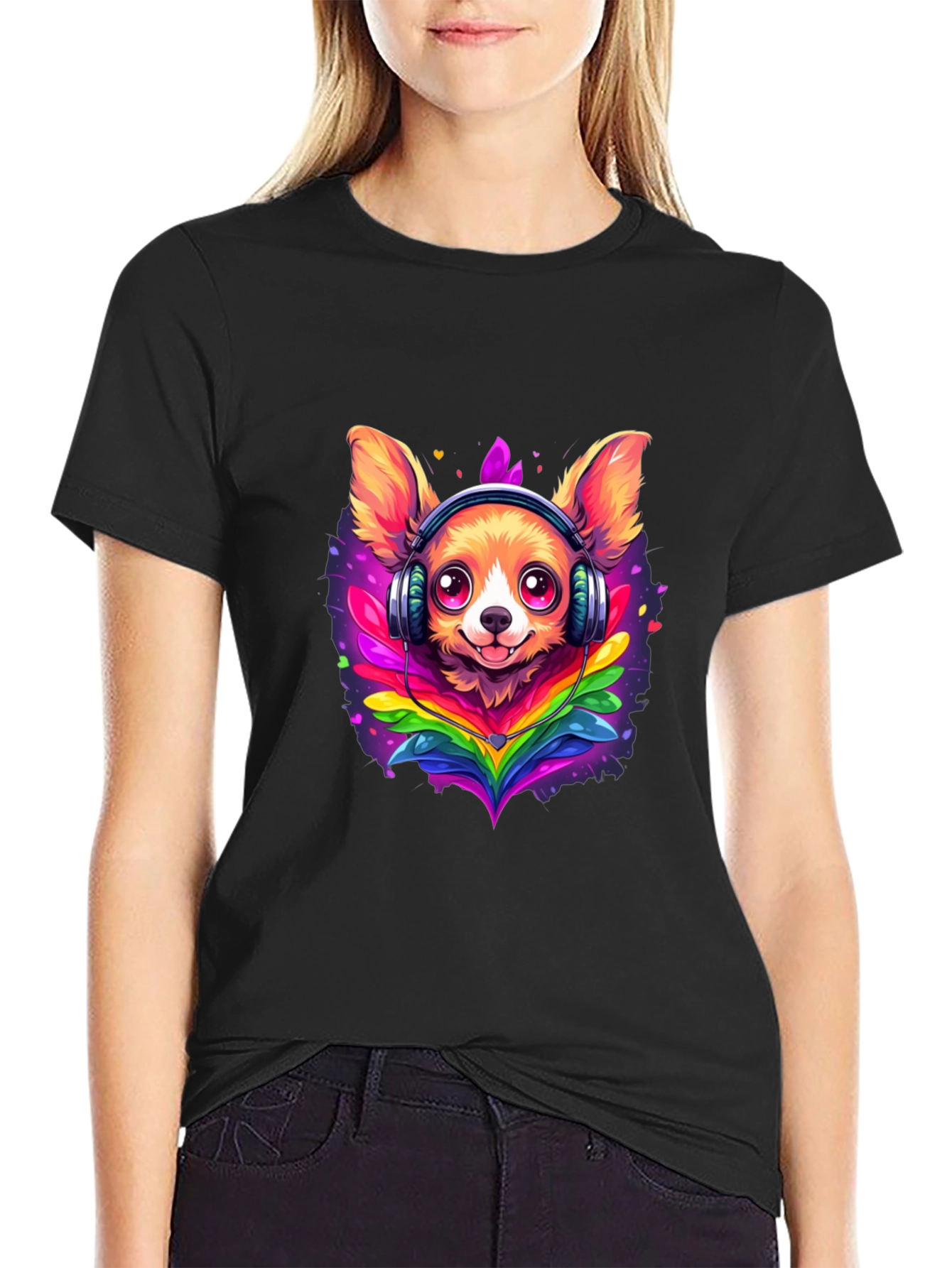 Dog DJ Tee: Cute Chihuahua with Headphones T-Shirt