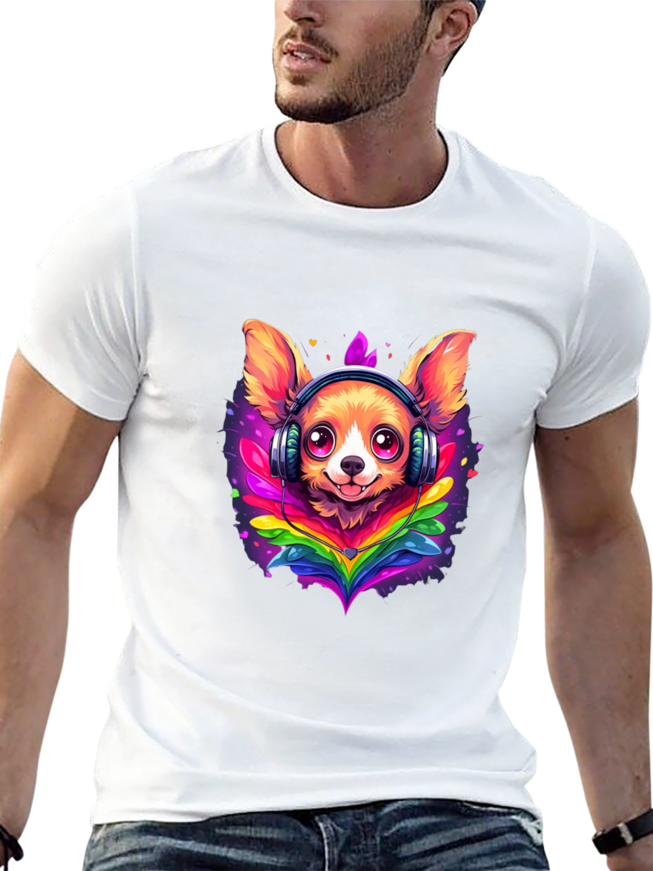 Dog DJ Tee: Cute Chihuahua with Headphones T-Shirt