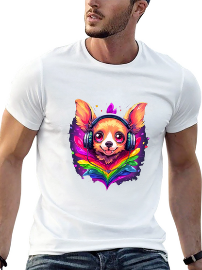 Dog DJ Tee: Cute Chihuahua with Headphones T-Shirt