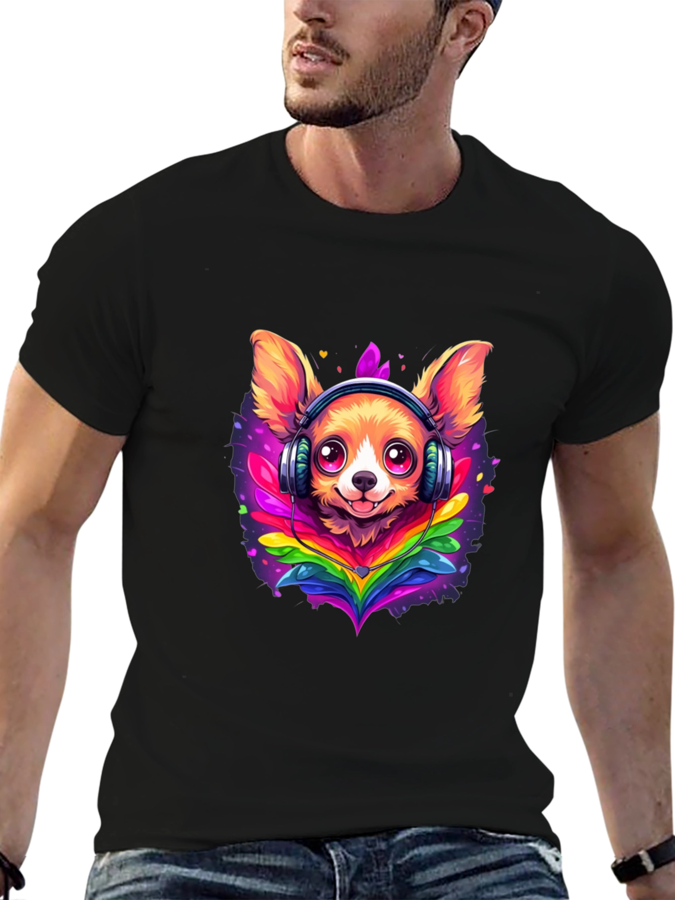 Dog DJ Tee: Cute Chihuahua with Headphones T-Shirt