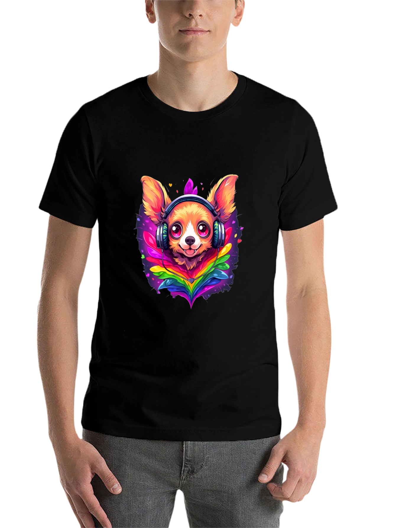 Dog DJ Tee: Cute Chihuahua with Headphones T-Shirt