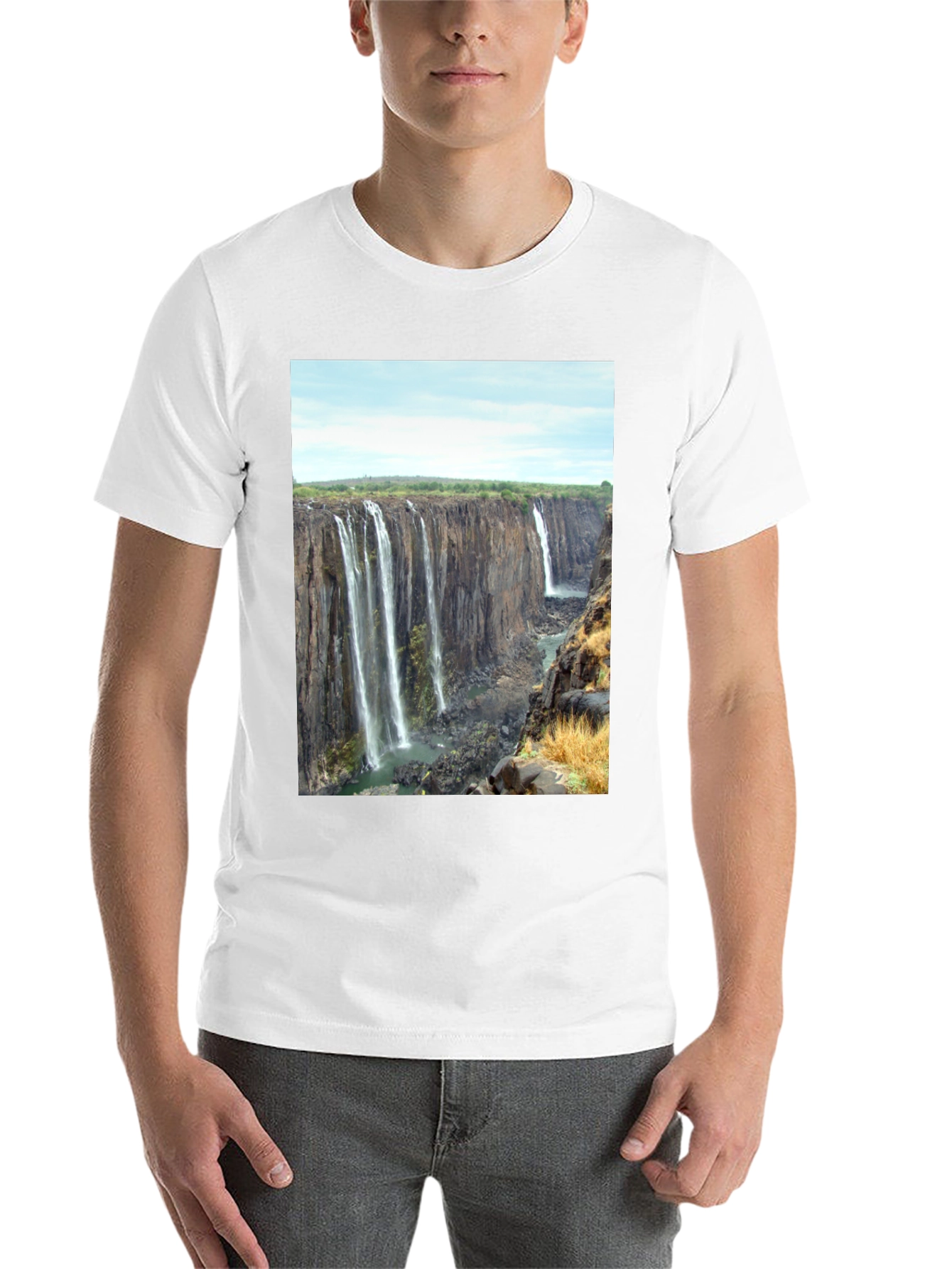Waterfall Graphic Print T-Shirt - Black