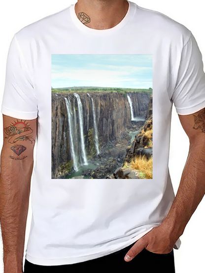 Waterfall Graphic Print T-Shirt - Black