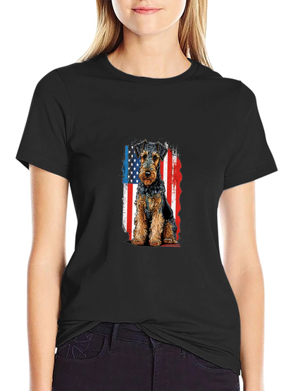 Patriotic Welsh Terrier T-Shirt - USA Flag Dog Tee