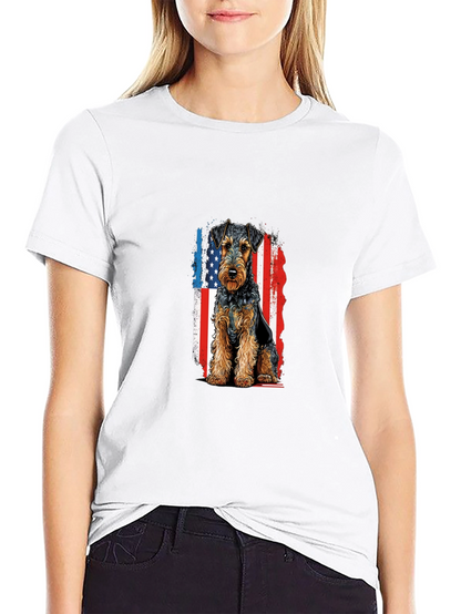 Patriotic Welsh Terrier T-Shirt - USA Flag Dog Tee