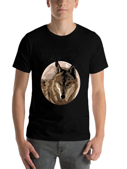 Wolf Girl Graphic Tee - Black Cotton T-Shirt