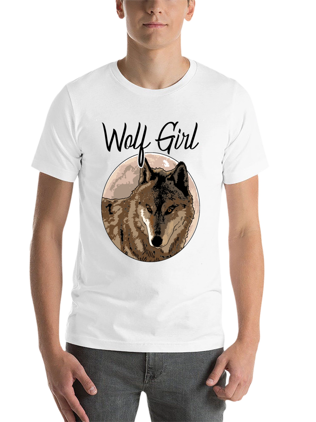 Wolf Girl Graphic Tee - Black Cotton T-Shirt