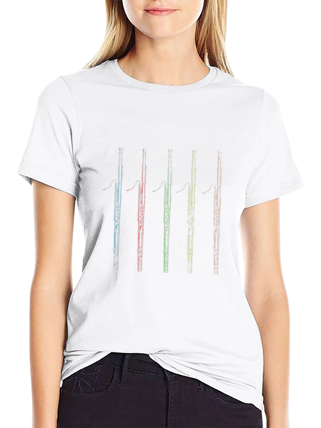 Bassoon Instrument Graphic Print Mens Black T-shirt