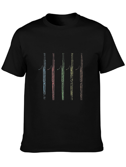 Bassoon Instrument Graphic Print Mens Black T-shirt