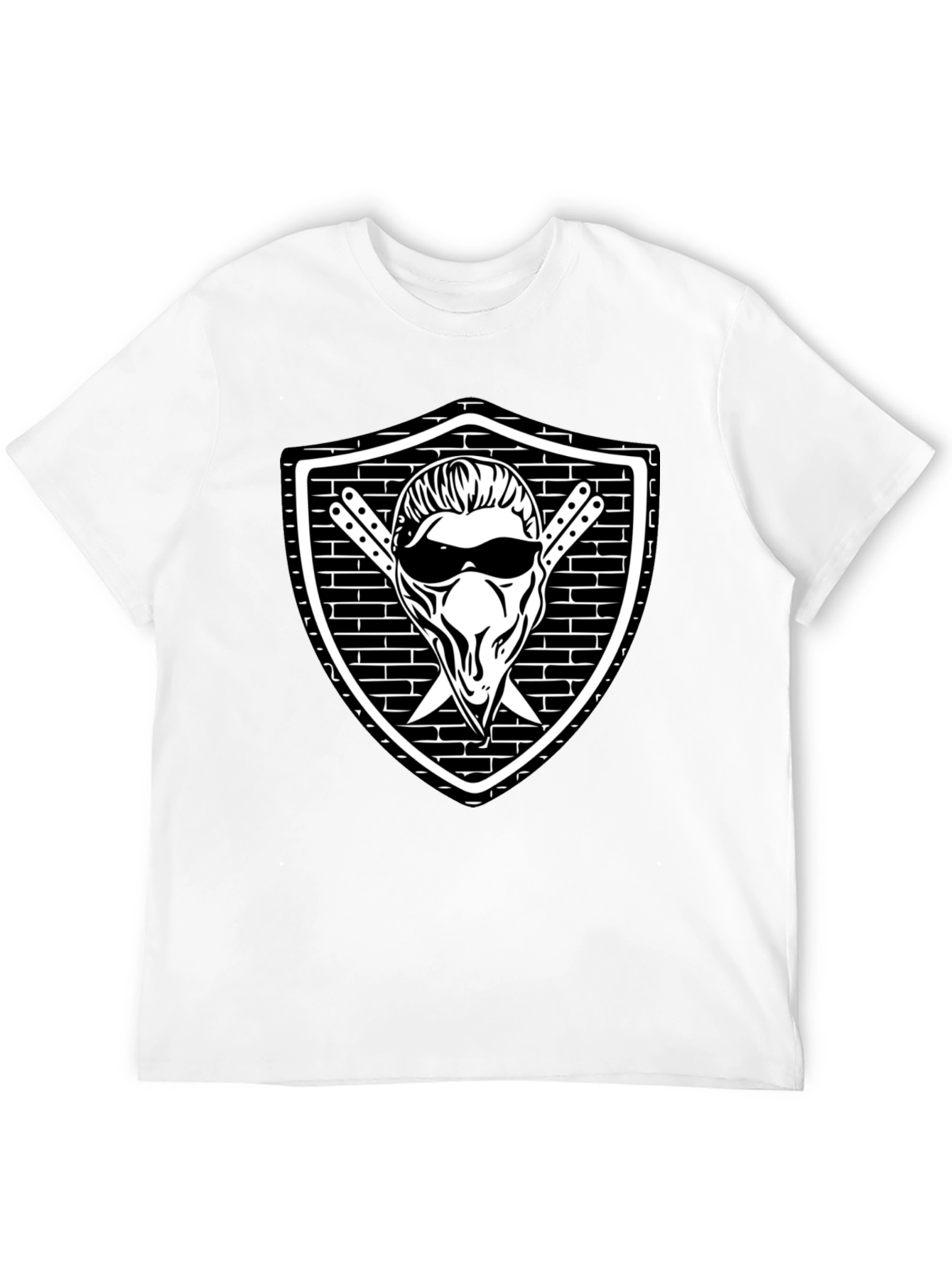 Cool Skull Shield Graphic Black T-Shirt