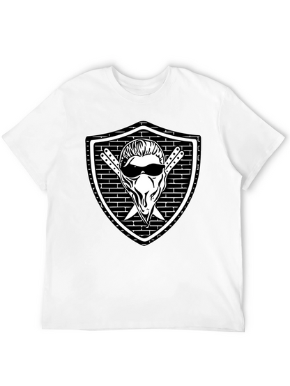 Cool Skull Shield Graphic Black T-Shirt