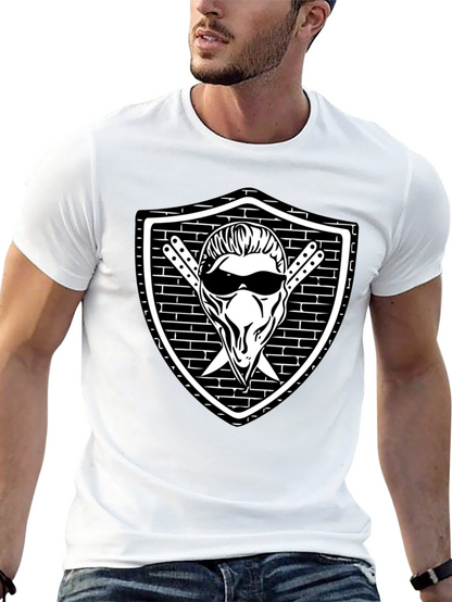 Cool Skull Shield Graphic Black T-Shirt