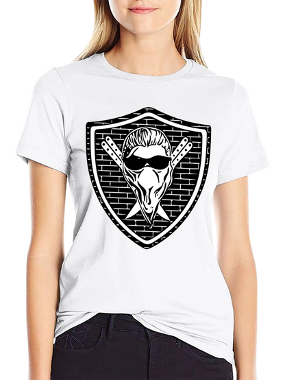 Cool Skull Shield Graphic Black T-Shirt