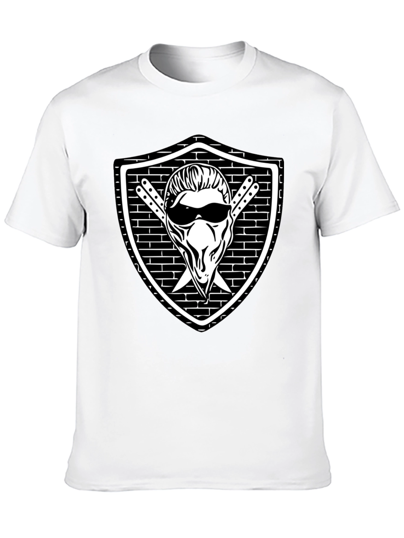 Cool Skull Shield Graphic Black T-Shirt