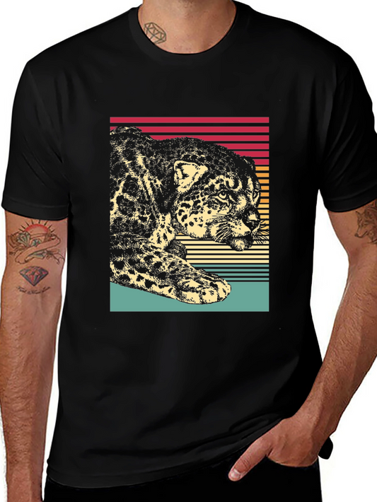 Retro Jaguar Graphic Tee - Black Cotton Blend