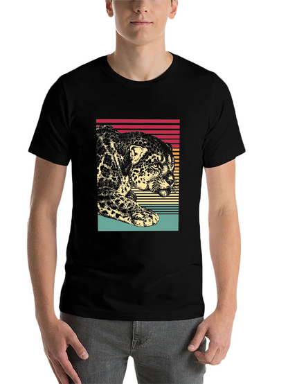 Retro Jaguar Graphic Tee - Black Cotton Blend