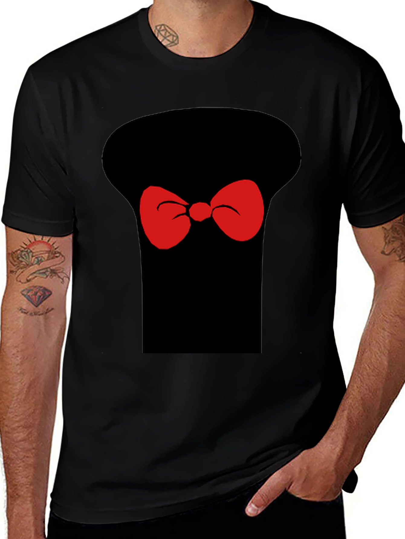 Whimsical Bow Tie Graphic T-Shirt - Casual Black Tee