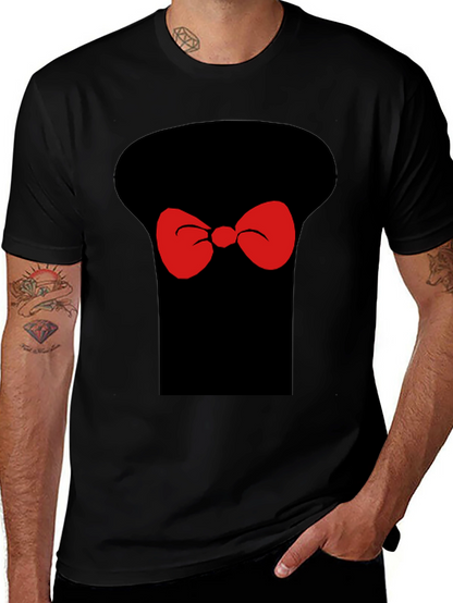 Whimsical Bow Tie Graphic T-Shirt - Casual Black Tee