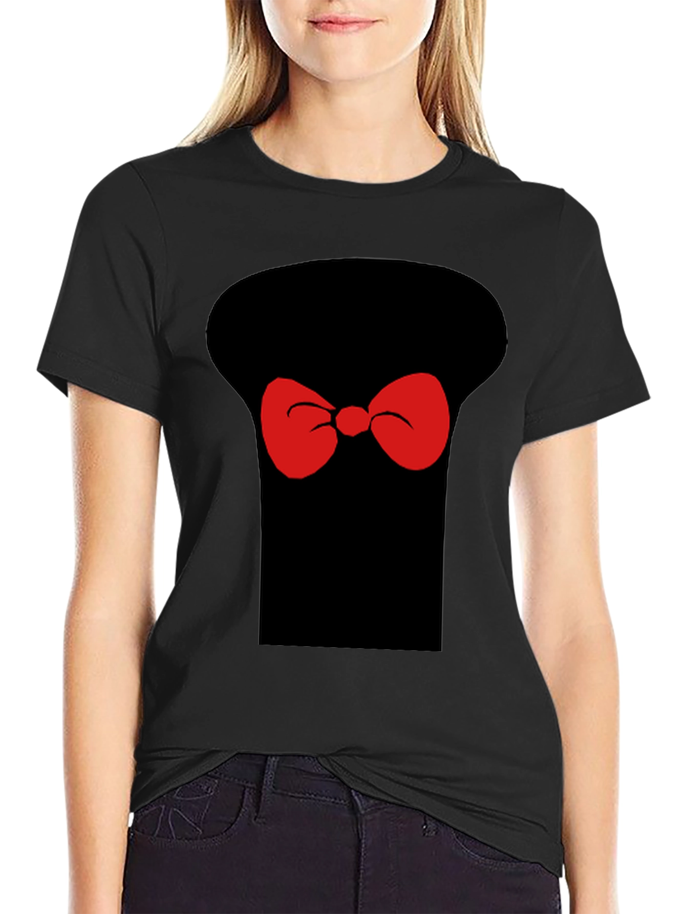 Whimsical Bow Tie Graphic T-Shirt - Casual Black Tee