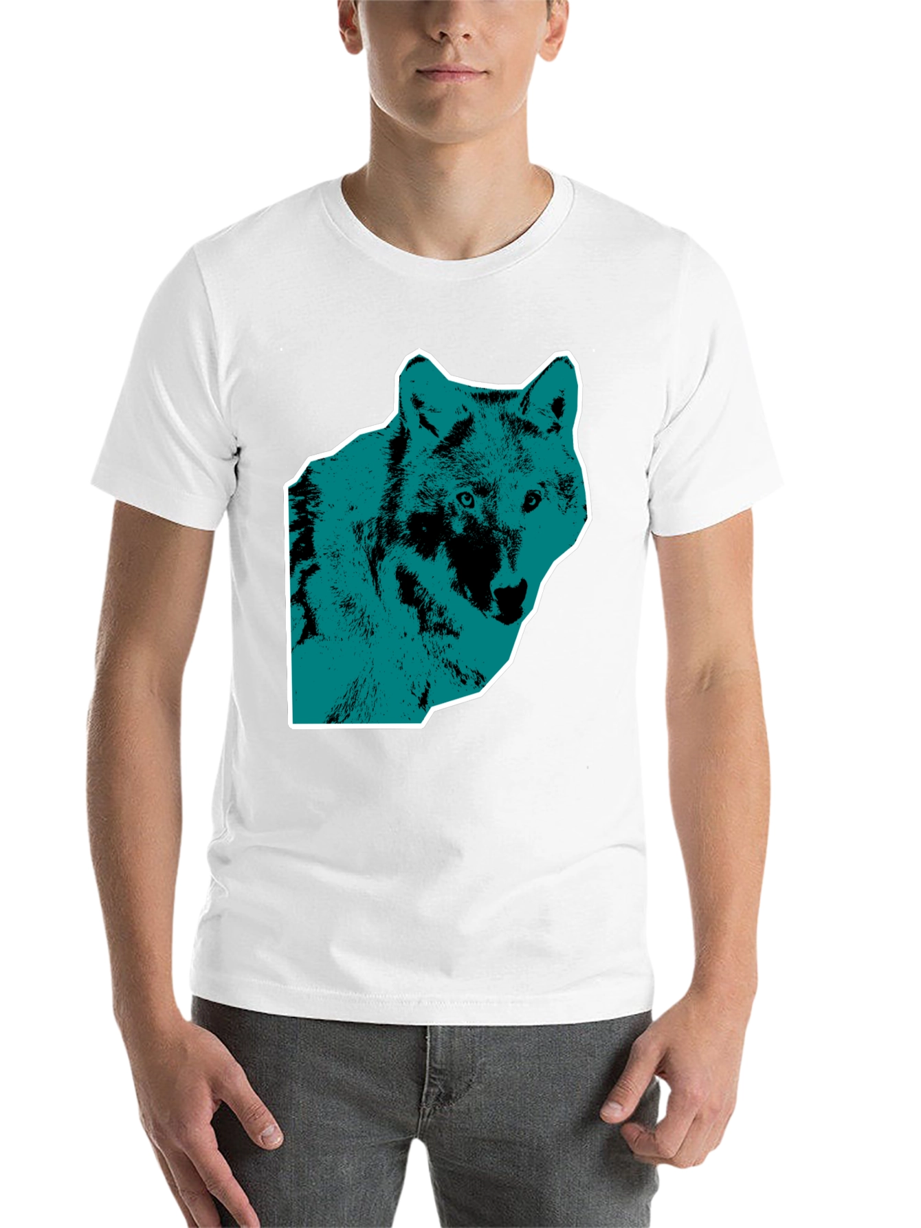 Wolf Graphic Print Mens Black T-Shirt