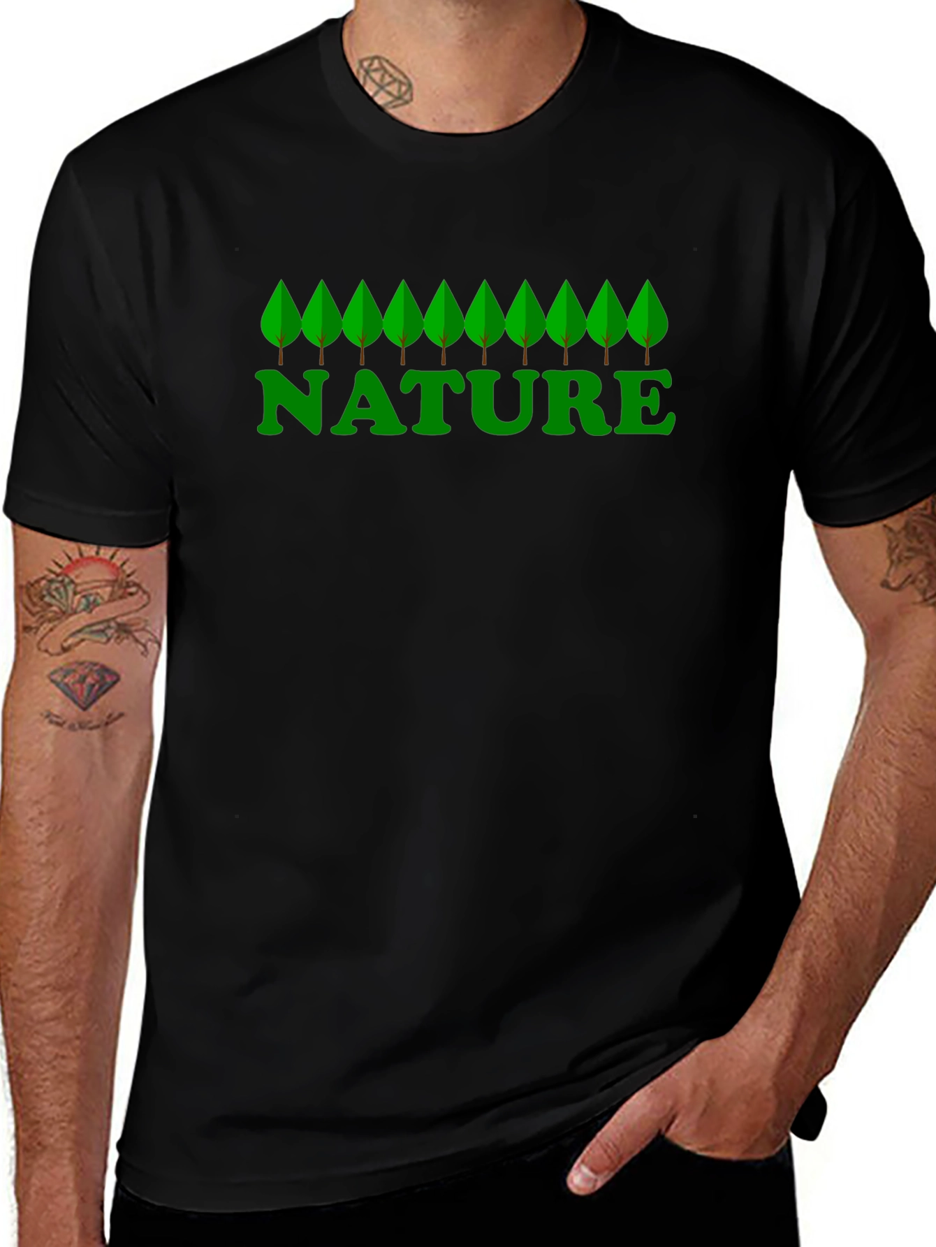 Nature Graphic Print Black T-Shirt